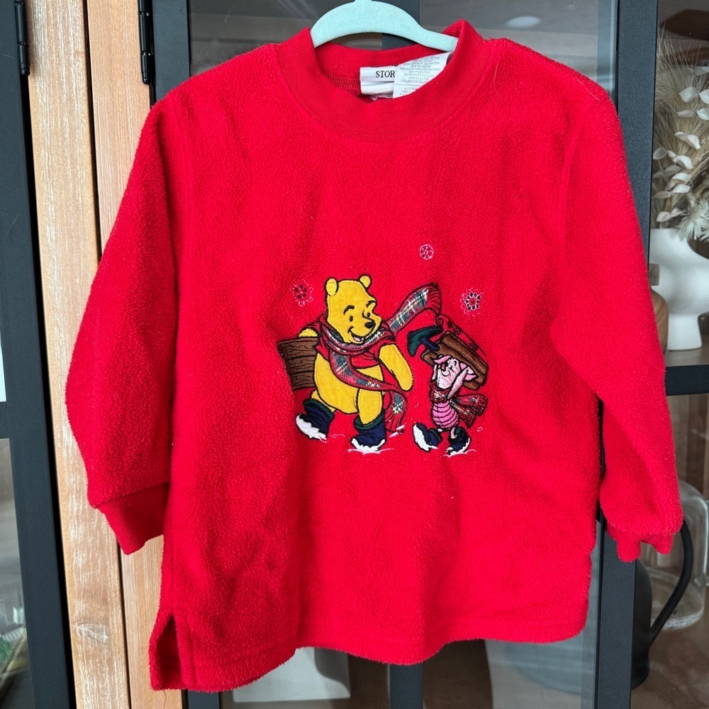 Vintage 90s Disney Winnie The Pooh sweater embroidered applique piglet toddler